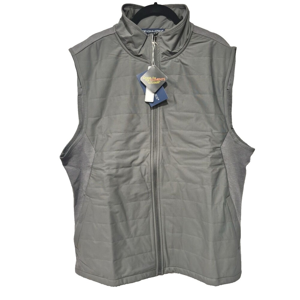 Devon & Jones Men 2XL Charleston Hybrid Vest Graphite Grey XXL Puffer Quilted